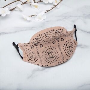 Pink Lace Overlay Black Face Mask Dressy Fancy Feminine Formal Special Occasion